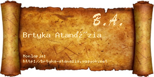 Brtyka Atanázia névjegykártya